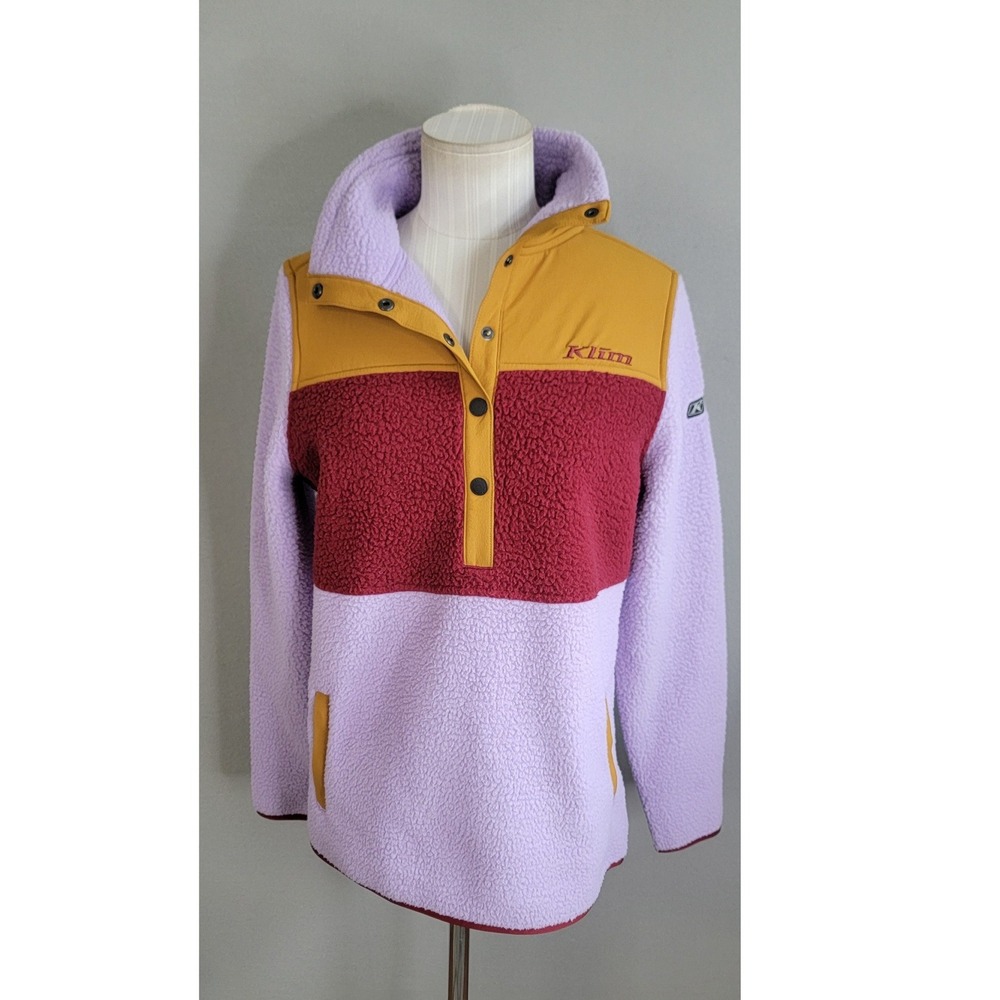 Klim High Pile Mountain Fleece XS Purple Colorblock High Pullover Womens Snap